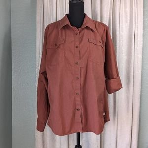 Carhartt Rugged Flex Bozeman Henna Long Sleeve Knit Sides Womens Shirt XXL